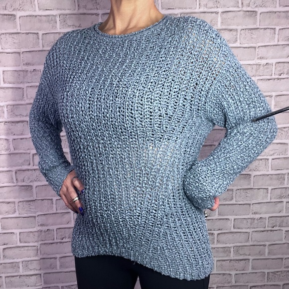 💙Like New |•Z SUPPLY•| Blue Loose Knit Oversize Sweater Size XS-Medium - Picture 3 of 13